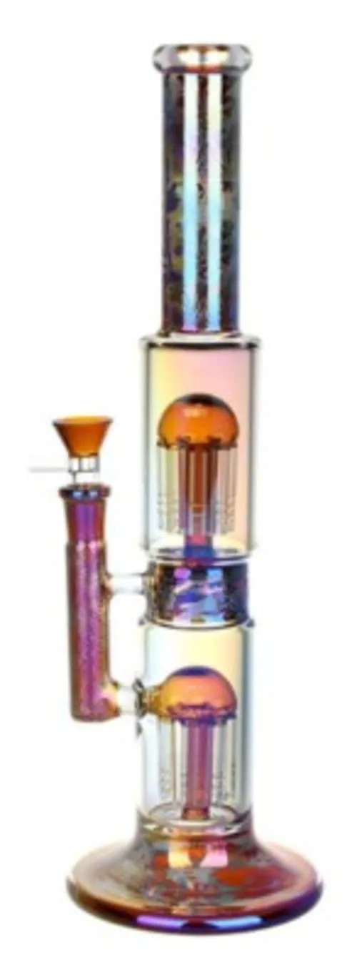 Product image of Pulsar Dub Chamber Electro Etched Water Pipe - 13.75"- 14mm Amber