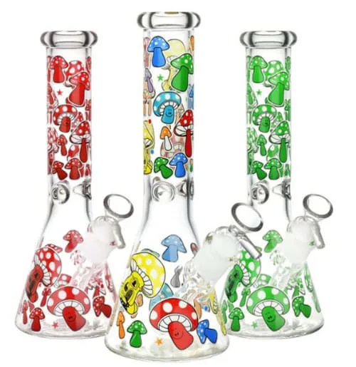 Product image of Glow Mushroom Beaker Water Pipe - 10"/14mm - Assorted Colours