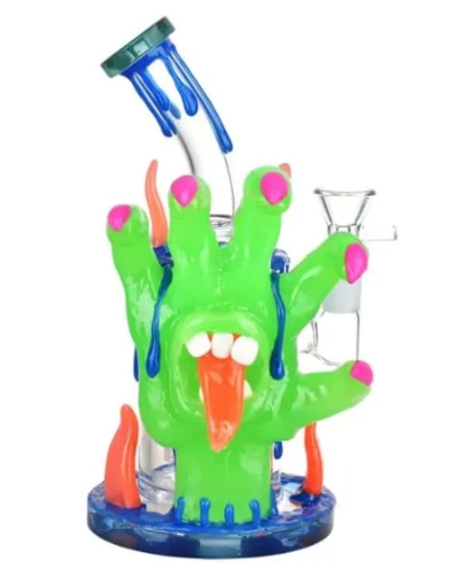 Product image of Reach Out And Taste The World Glow In The Dark Water Pipe - 8" / 14mm