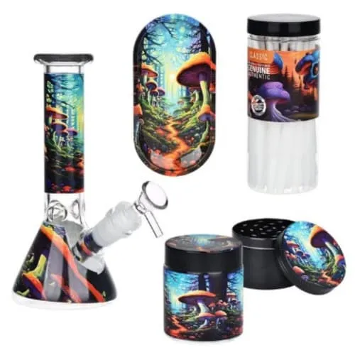 Product image of Forest Glass Beaker Water Pipe Smoking Set - 7.75" / 14mm