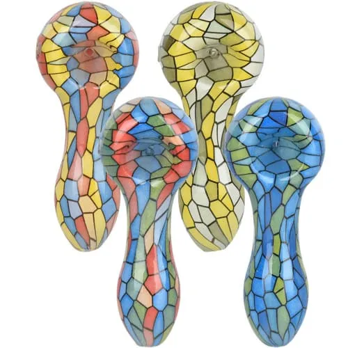 Product image of Mosaic Patterned Colorful Print Glass Hand Pipe