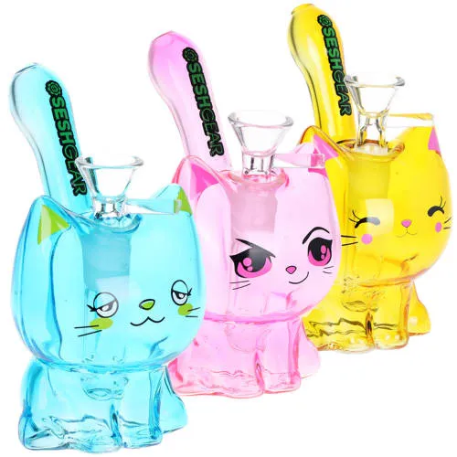 Product image of SeshGear, 5.5" Kitty Cat Glass Water Pipe