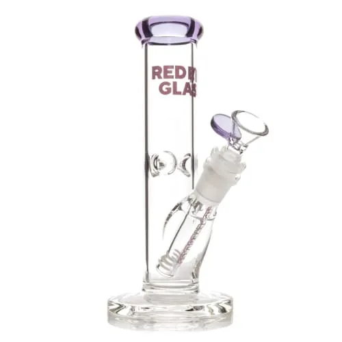 Product image of 8" Purple Straight Base Water Pipe - Red Eye Glass