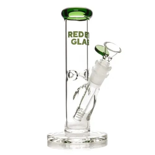 Product image of 8" Green Straight Base Water Pipe - Red Eye Glass