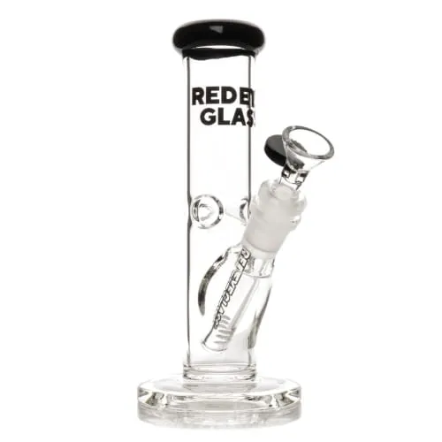 Product image of 8" Black Straight Base Water Pipe - Red Eye Glass