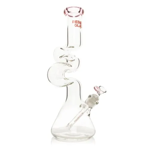 Product image of 16" Pink 7mm Thick Loop-D-Loop Water Pipe - Red Eye Glass