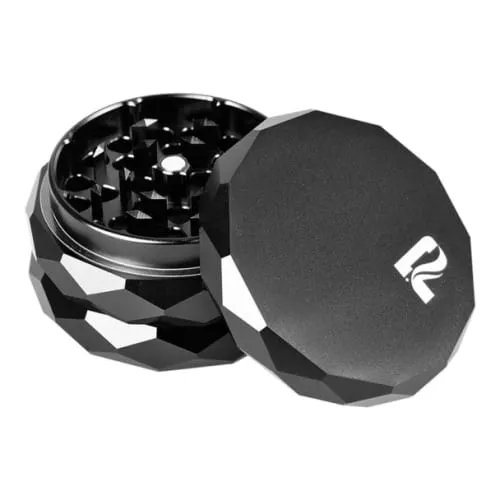 Product image of Pulsar 2.25" 4-Piece Diamond Faceted Aluminum Pollinator Grinder (Black)