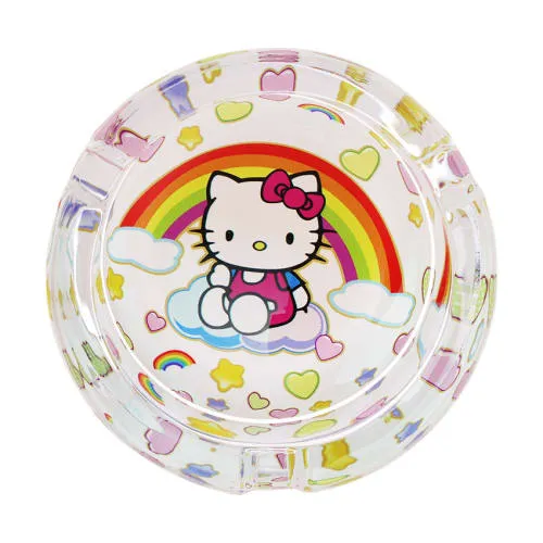 Product image of Rainbow Kitty Round Glass Ashtray - 3.3"